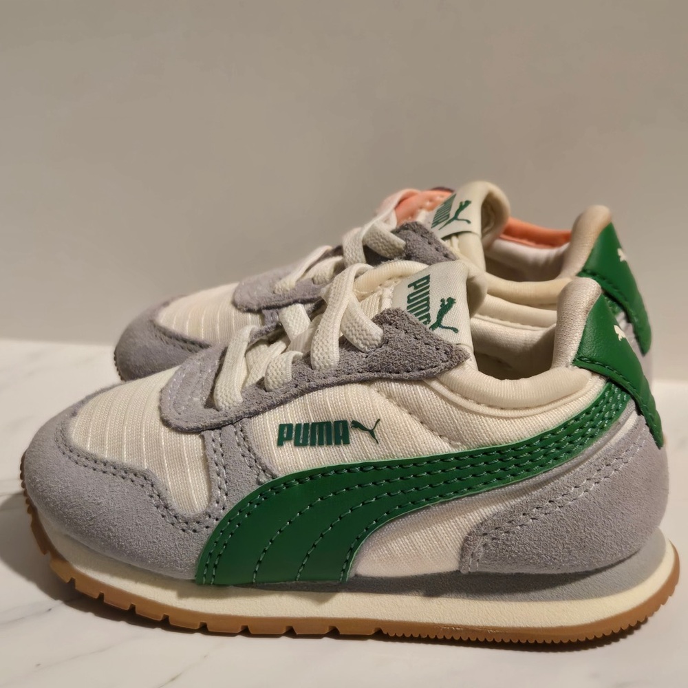 Puma Toddler Sneakers Size 4C Gray White & Green Retro Style | Fun  Play Shoes - Picture 4 of 11